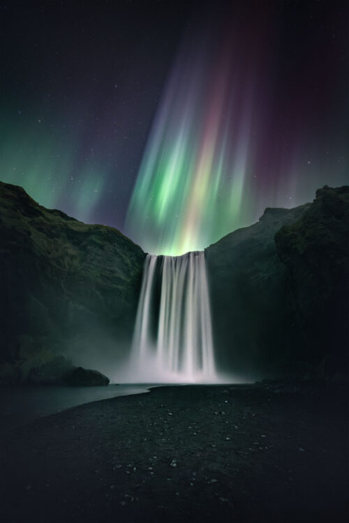 Skógafoss Aurora